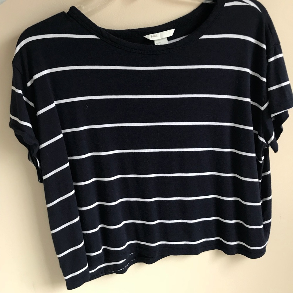 NEW H&M STRIPPED CROPPED T-SHIRT
